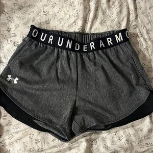Under Armour Women's Black and Gray Athletic Shorts